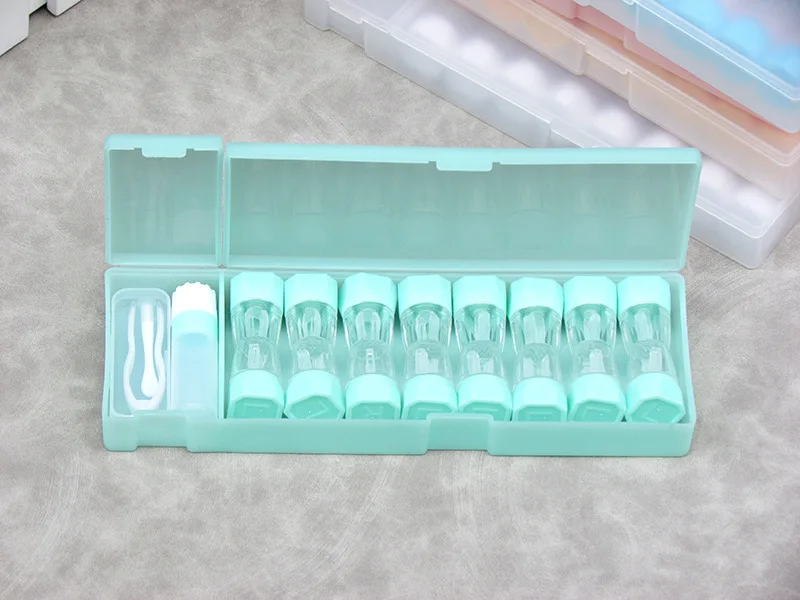 8pairs Contact Lens Box Holder Travel Portable Small Cute Clear Eyewear Bag Container Contact Lenses Soak Storage Case