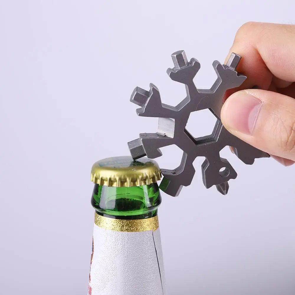 Snowflake Multi-tool Card Combination, Chave de fenda compacta, Gadget de aço inoxidável, EDC, 18 em 1