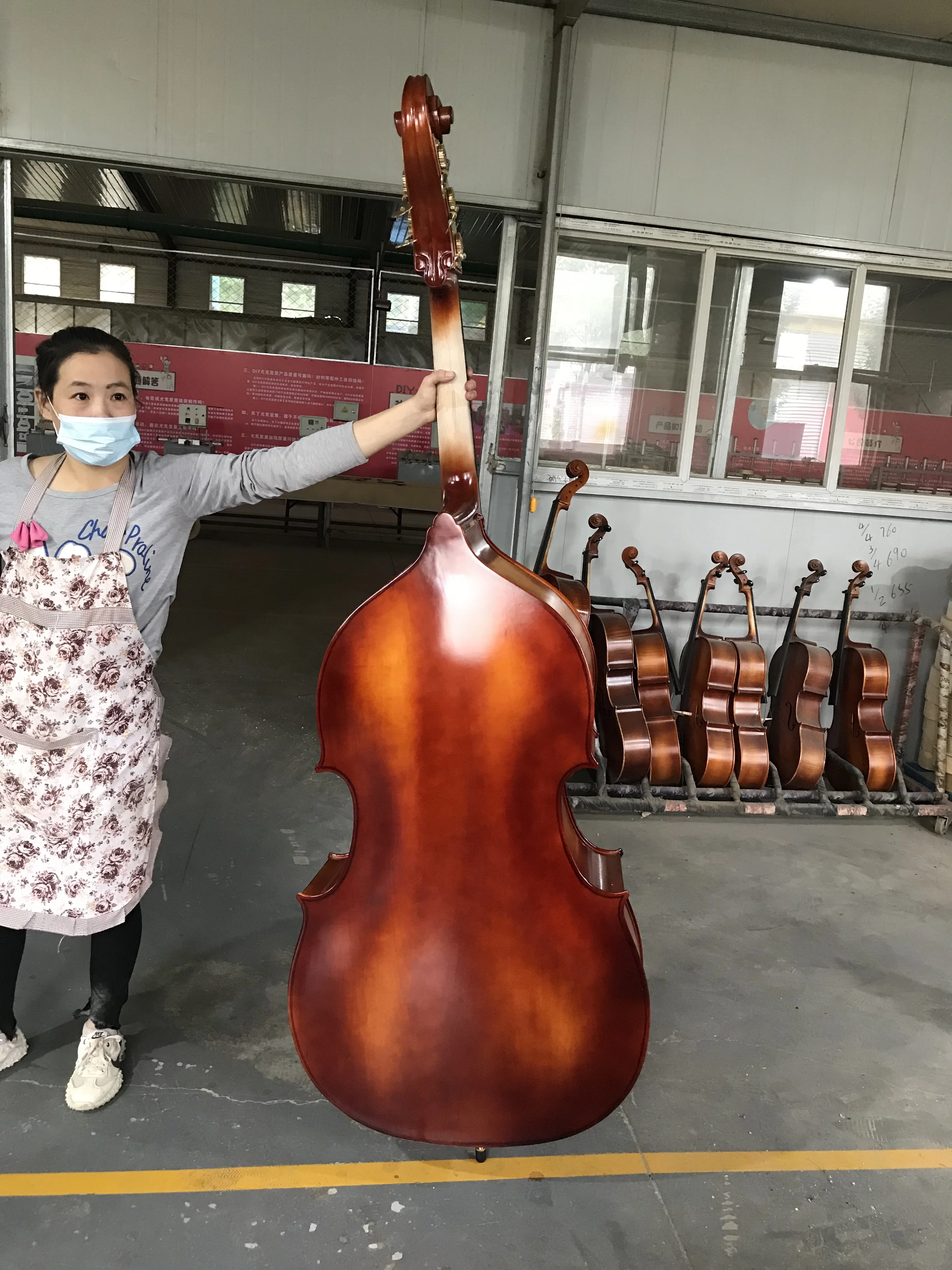 Customized Double Bass Handmade Plywood with Free Bag, Popular Wood, 5 Strings, 3/4 Contrabass, 5 Strings, 3/4