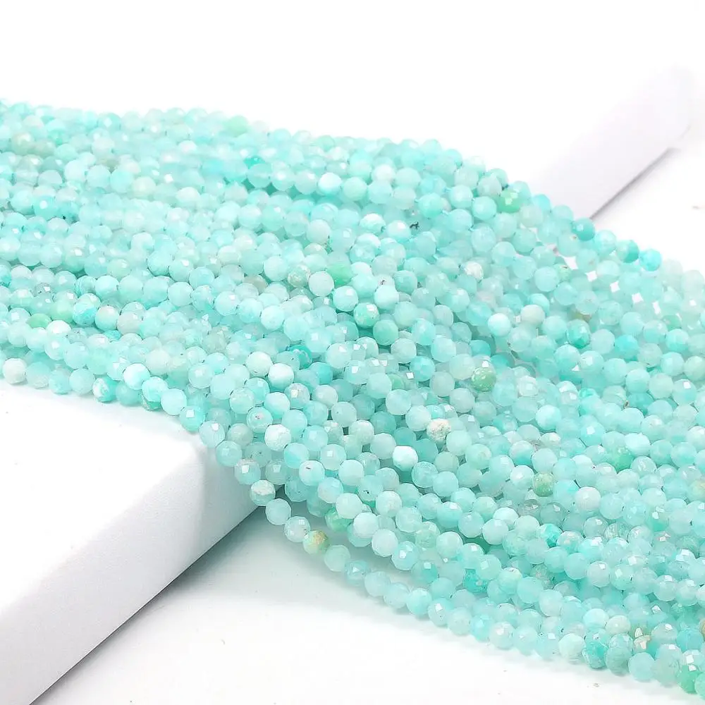 

Small Beads Natural Stone Beads Amazonite 2 3mm Section Loose Beads for Jewelry Making Necklace DIY Bracelet Accessories (38cm)