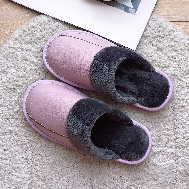 Women\'s home genuine leather slippers female furry shoes winter 2023 classic fur slippers woman indoor shoe