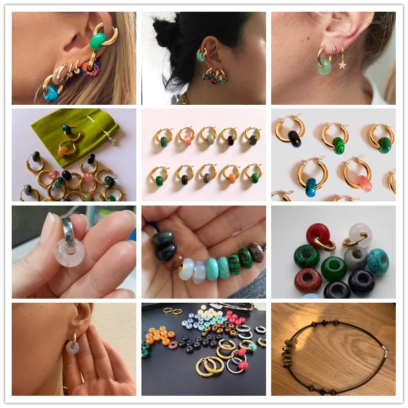 Kamień naturalny Big Hole Bead wisiorek kształt liczydła biżuteria akcesoria naturalny kwarc Jadeit Opal urok do robienia kolczyków DIY — zdjęcie 3