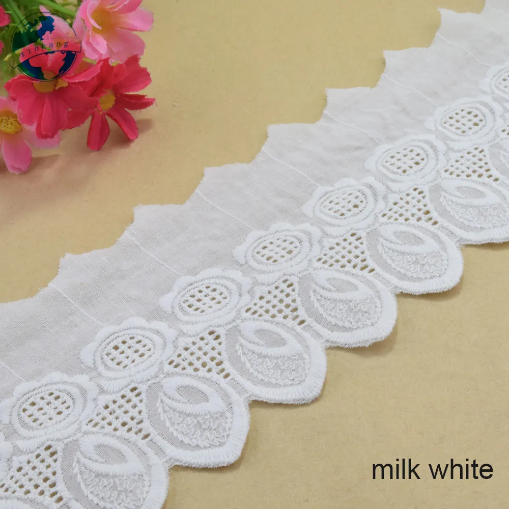 8cm wide 100% Cotton embroidery lace sewing ribbon guipure trim wedding decoration DIY dolls colthes Accessories lace #4172