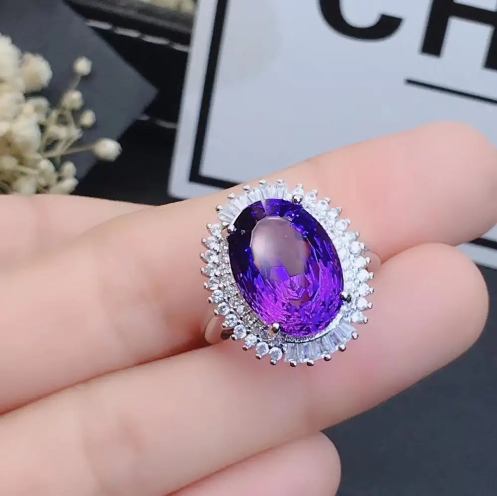 

KJJEAXCMY boutique jewelry 925 sterling silver inlaid Amethyst gem women's luxury ring high quality