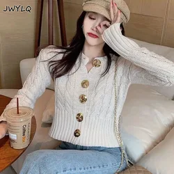 Fashion Single Breasted Long Sleeve Twisted Cardigan Female Solid Color Sweet Knitted Sweater Women Arrival 4 Colors Soft Sweate