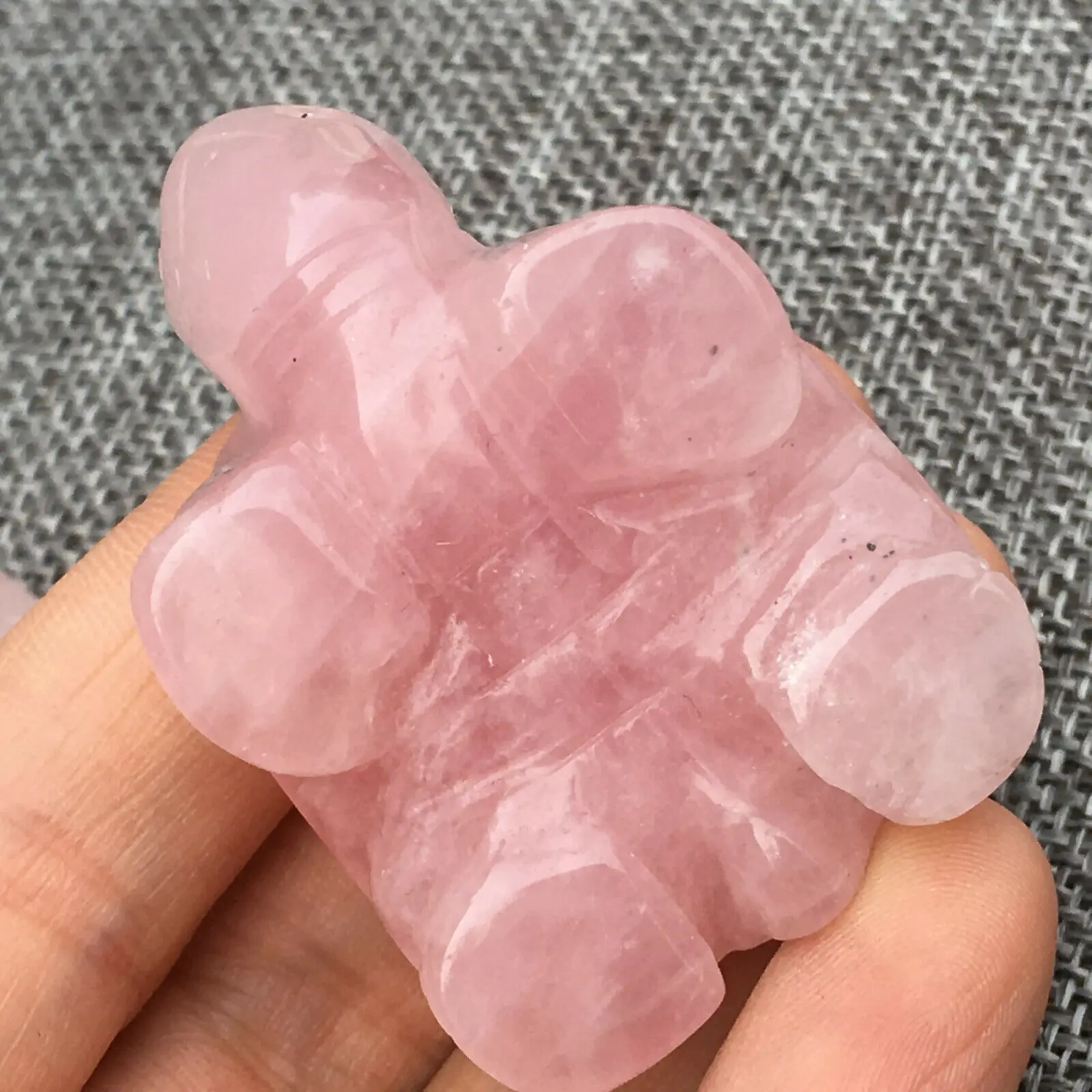 Natural pink rose quartz crystal glans bone carved healing 1PC