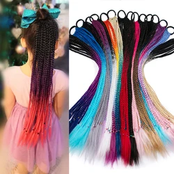 Synthetische Paardenstaart Haarstukje Met Rubberen Band Haar Ring Chignon 24 Inch Haak Vlecht Paardenstaart Hair Extension Roze, Regenboog