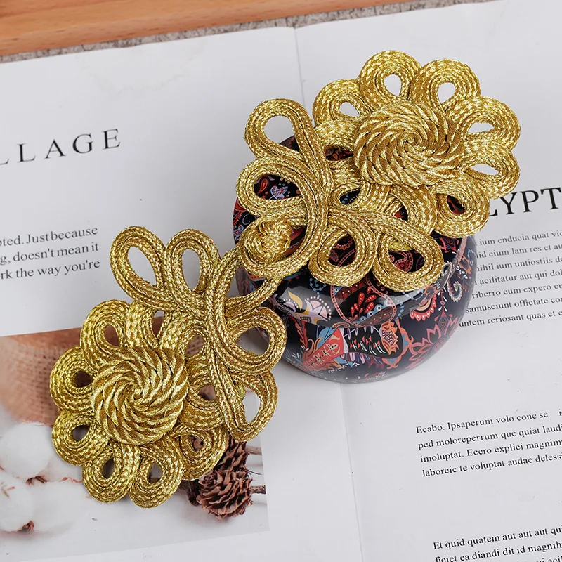 New Fashion Handmade Gold Silk Gold Black Buttons DIY High Quality Coat Dress Suit Decoration Buttons