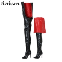Sorbern Super Long Boots Women Unisex Styles High Heel Black And Red Shoes Round Toe Custom 85Cm In 125Cm Out Crossdresser Shoe