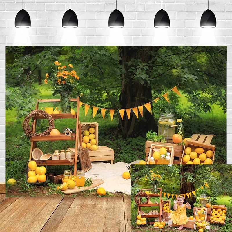 Mocsicka Spring Photography Background Picnic Lemon Decoration Props Natural Scenery Child Portrait Photo Backdrop Photo Studio