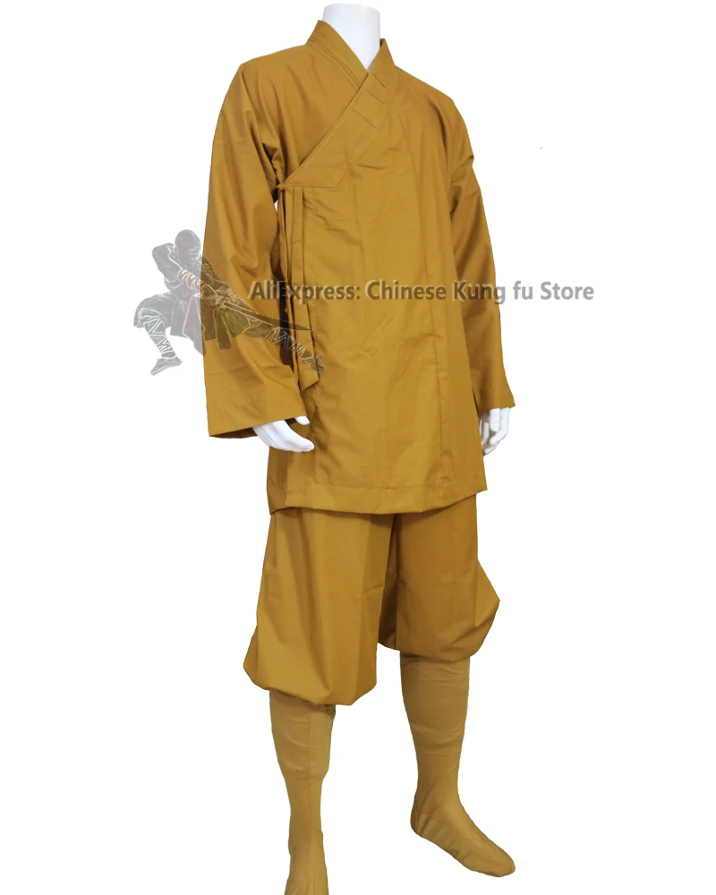 Cotton Shaolin Monk Uniform Buddhist Robe Kung fu Martial arts Suit Meditation Clothes