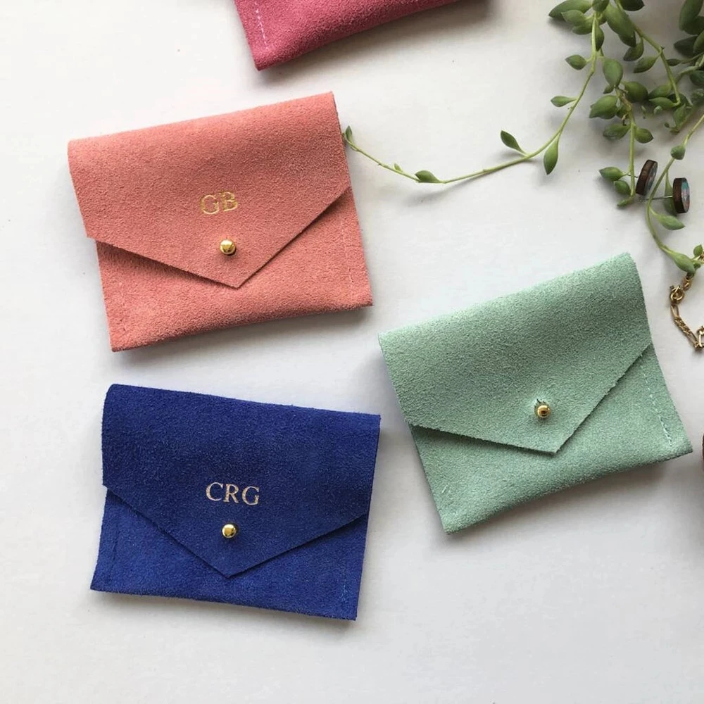 

100pcs Customize logo chicsmall microfiber jewelry packaging pouches envelope bag personalize Luxurys Earings Ring pouches