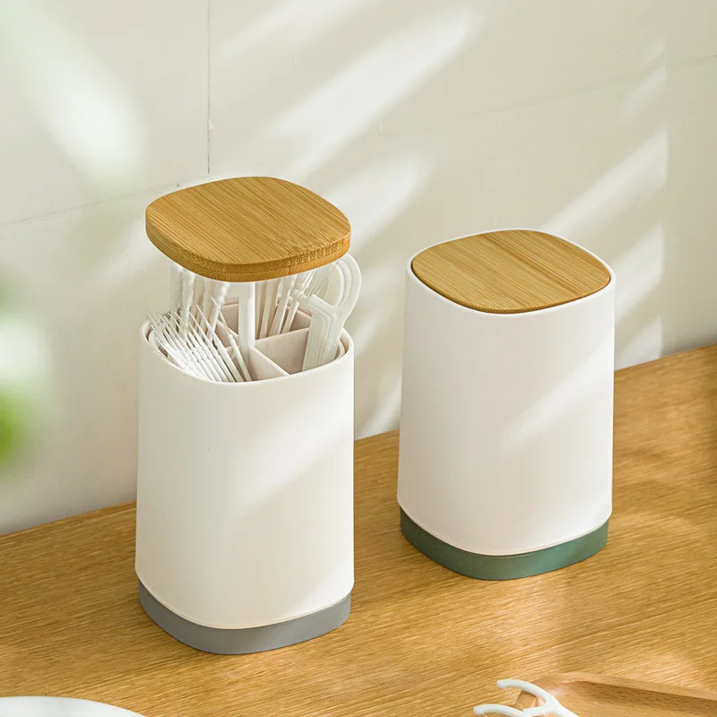 Creative Automatically Pops Up Cotton Bud Swabs Toothpick Dispenser Living Room Case Q-tips Toothpick Storage Box For Toothpicks