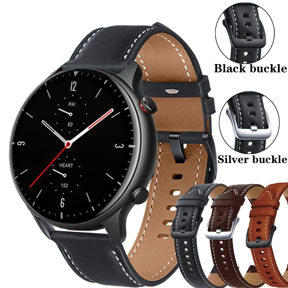 

22mm Watch Strap For Huami Amazfit GTR 2 2E Genuine Leather Band gtr2 GTR 47mm Stratos 3 2 Strap Bracelet Watchband Wristband