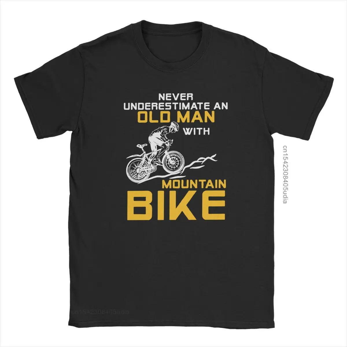 Men\'s Never Underestimate An Old Man With A Mountain Bike T Shirt Bicycle MTB Cotton Tee Shirt for Men Camisas T-Shirt