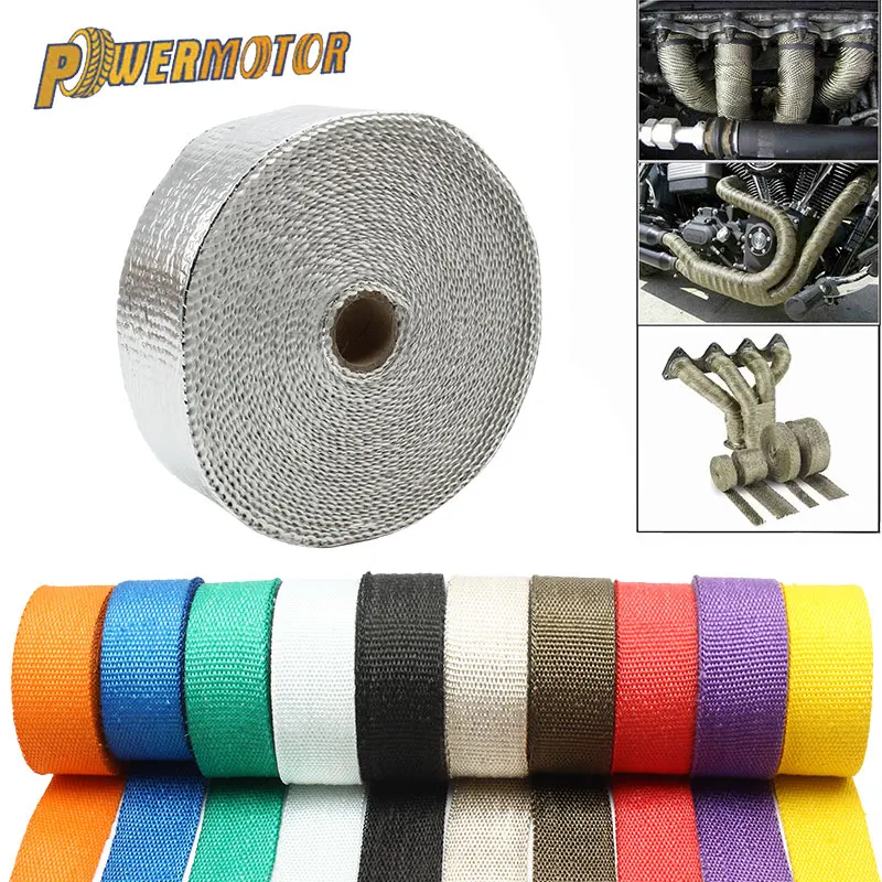 Motorcycle Exhaust Thermal Tape Moto Muffler Heat Wrap Car Exhaust Pipe Wrap Universal 5cm 5M Fiberglass Steel Enduro Motocross