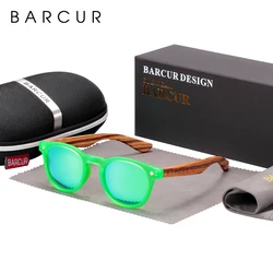 BARCUR Polarized Sunglasses Round Boy Girl Zebra Wood Sun glasses Cat eyes UV400 Eyewear Oculos Gafas De Sol