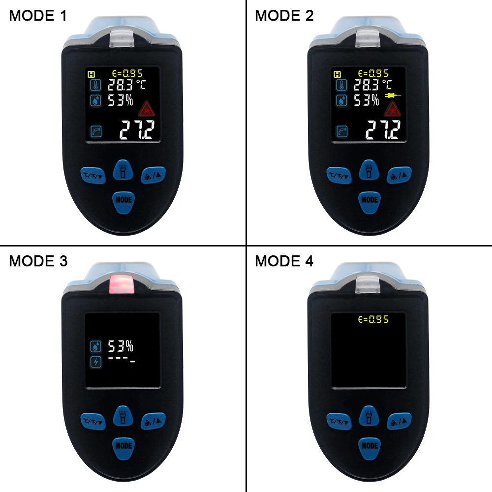 Infrared Thermometer Gun Pyrometer Humidity Meter Digital Thermometer Non-Contact Temperature Monitor for Food Oven Industry