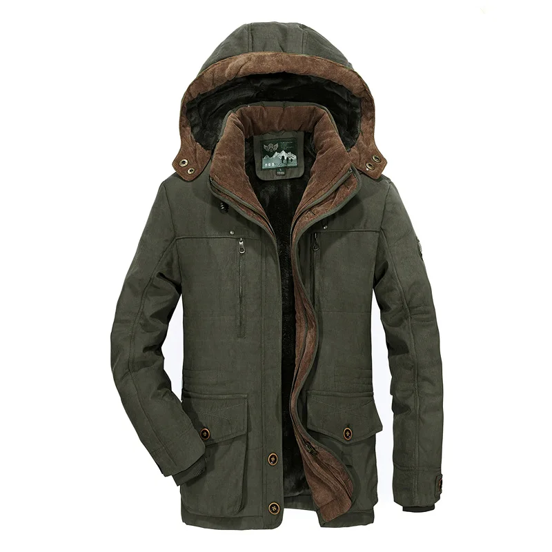 

Winter Jacket Men's Thick Warm Multi-pocket middle-aged man hooded Windbreaker Jacket And coat plus size 6XL Men's Military Coat