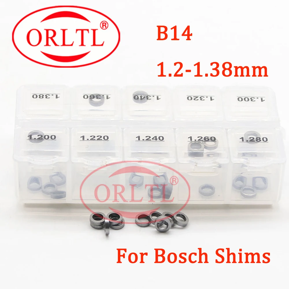 ORLTL 50 Uds B14 arandela de ajuste de inyector de combustible cuñas de junta de inyector Common Rail tamaño B14 1,2-1,38mm para Bosch