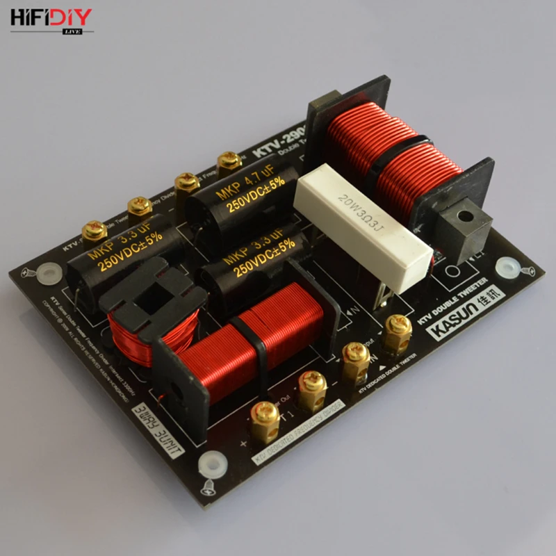 HIFIDIY KTV-290C 2 Way 3 speaker Double treble (Tweeter*2+ bass) Unit HiFi KTV Speakers audio Frequency Divider Crossover Filter