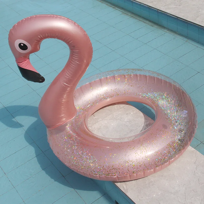 Hot Sequined Rose Gold Flamigo Swimming Ring for Pool Adult Baby Pool Float Swim Circle Pool Toys Beach Party Air Mattress