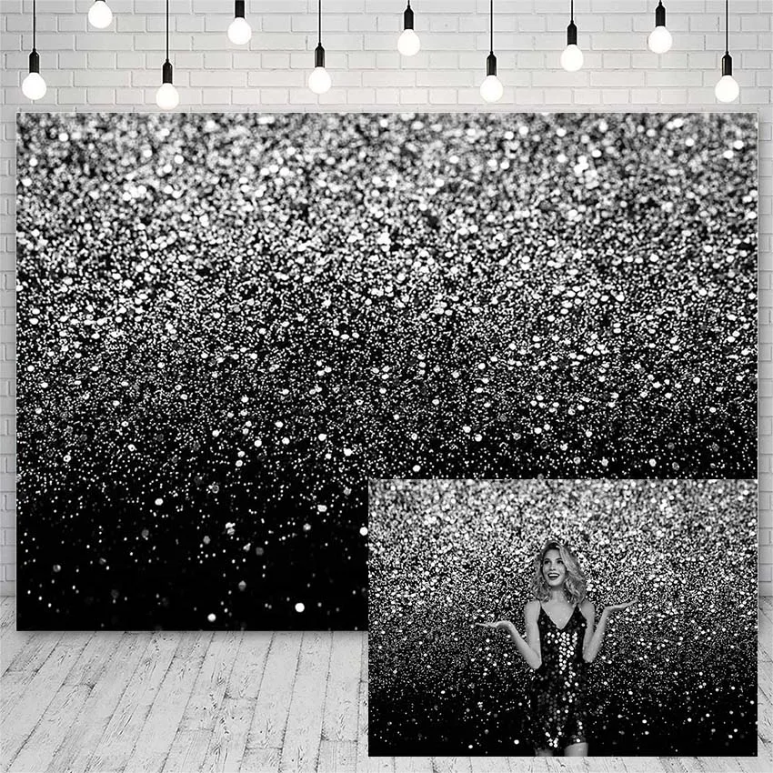 

Avezano Photo Backdrops Black Silver Glitter Shiny Decoration Wallpaper Banners Photography Background Props For Photo Studio