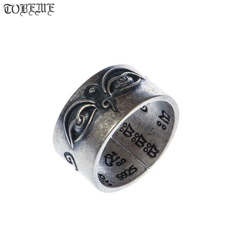 Handmade 925 Silver Tibetan Wisdom Eyes Ring Buddhist Heaven Eyes Ring Buddha Eyes Ring Resizable