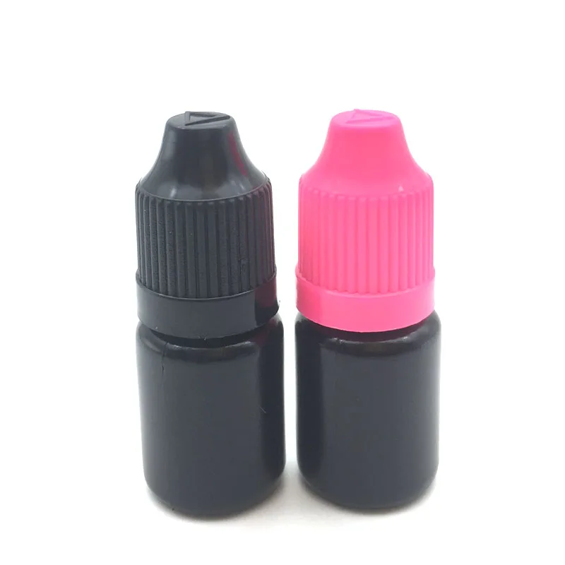 

50pcs Refillable Soft 5ml Black PE Empty Plastic Dropper Bottle Empty Liquid Bottle With Colorful Childproof Cap Vial