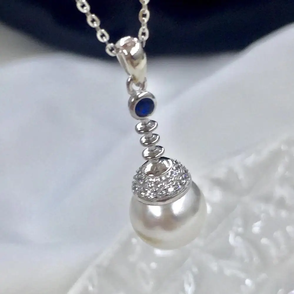 

DIY Jewellery Mounts 925 Sterling Silver Pendant Base Settings Mountings Findings Parts for Pearl Crystal Jade Agate 5pcs/lot