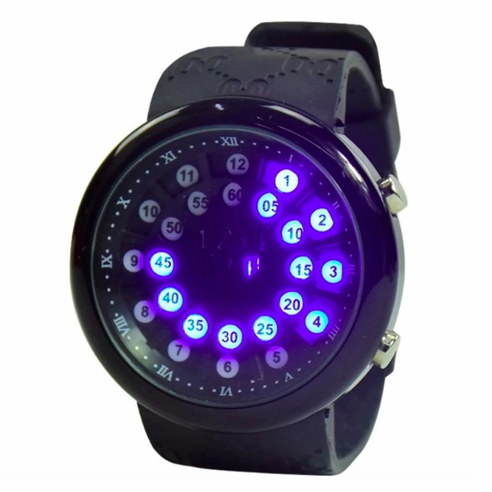 New Ball Display Watches Roll Ball Analog Display Men Woman Watch Sports Clock Timer Wristwatches Blue LED Display Waterproof