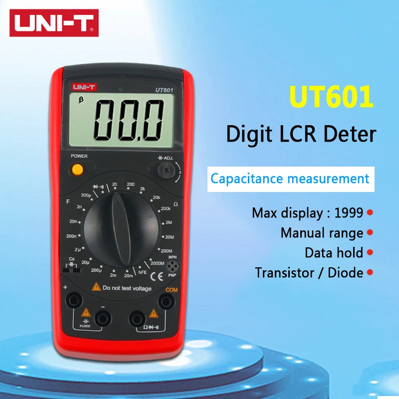 

UNI-T UT601 инструмент для измерения емкости и индуктивности мультиметр Профессиональный постоянной ёмкости, универсальный конденсатор метров омметры конденсатор с алюминиевой крышкой, резистор транзистор Тесты