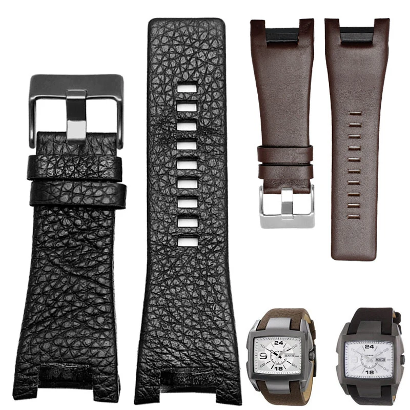 Genuine Leather Watch Strap for Diesel DZ1216 DZ1273 DZ4246 DZ4247 DZ4287 Bracelet Mens Watchband Wristwatches Notch Band 32mm