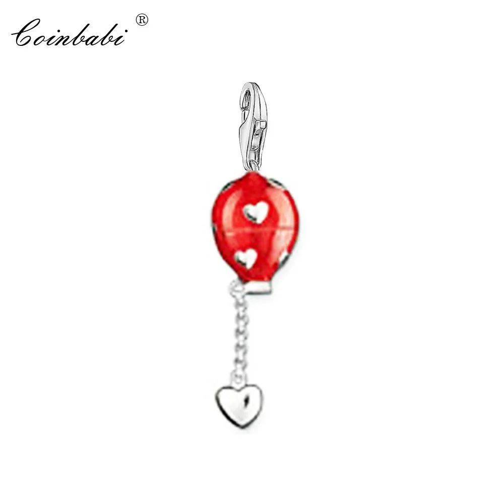 Charm Pendant Red Air Balloon,2020 New Fashion Jewelry Pure 925 Sterling Silver Romantic Gift For Women Fit Bracelet Necklace