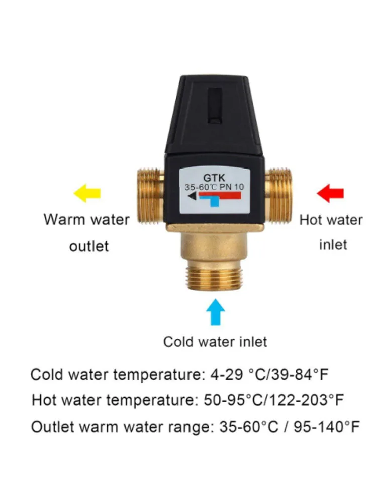 3 Way Thermostatic Mixer Valve DN20/25 Female/Male Thread Brass Thermostatic For Solar Water Heater Bathroom Accessory