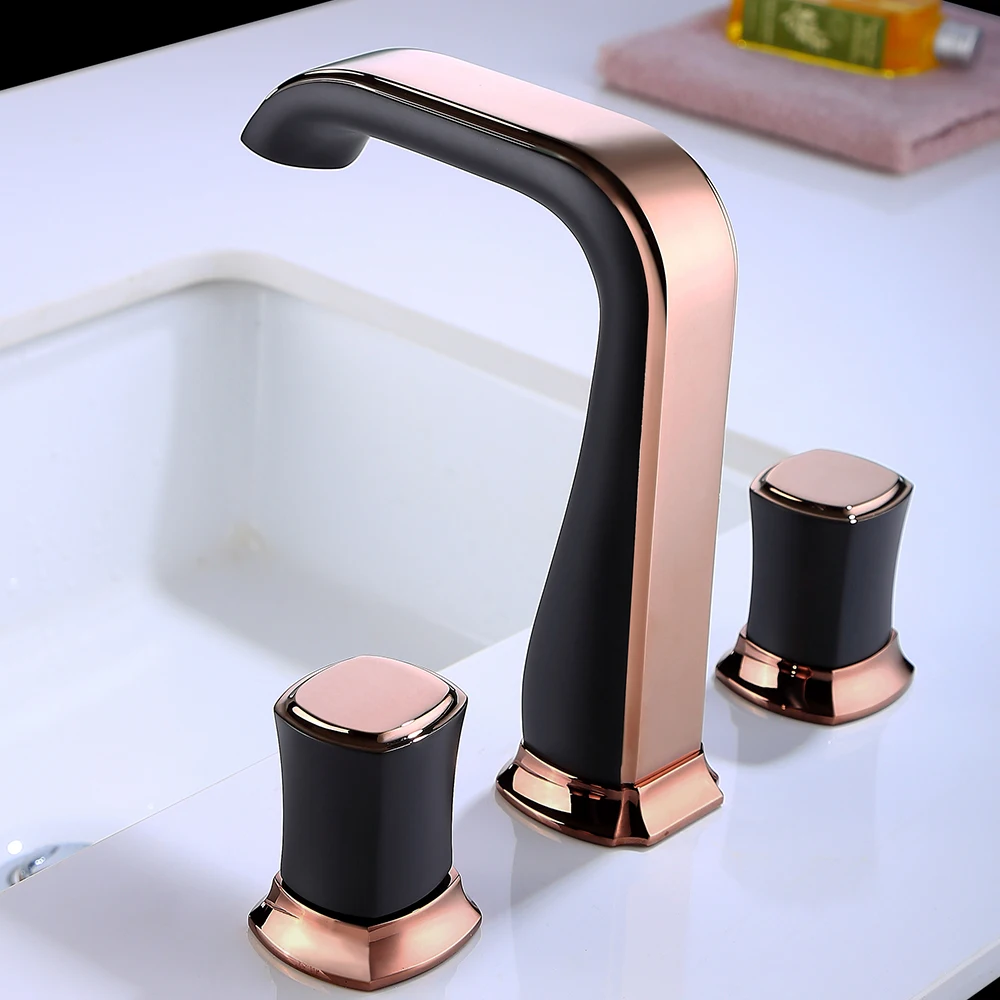 Imagem -05 - Skowll Generalizada Torneira do Banheiro Buraco Vanity Faucet Banheira Moderna Torneira da Pia Lidar com Torneira de Lavatório Hg6763 Preto Fosco