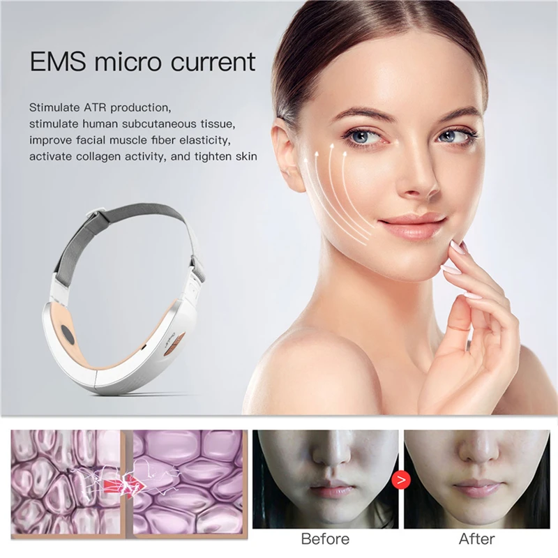 Macchina per cintura di sollevamento a forma di V del mento rosso blu LED Photon Therapy dispositivo di sollevamento del viso massaggiatore galvanico dimagrante per il viso V-Face Care