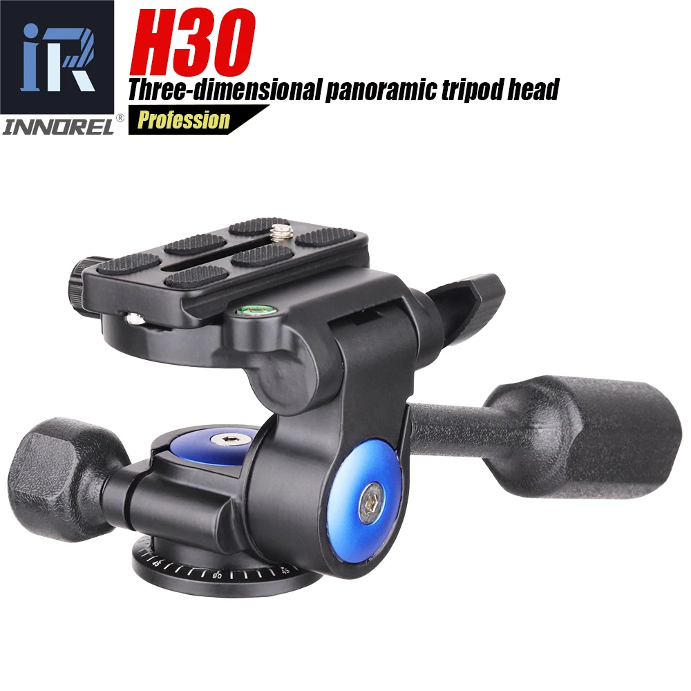 Innorel H30 Professional Tripod Head Can Rotate 360° Hydraulic Damping Three-Dimensional Aluminum Alloy For Mini Camera Video