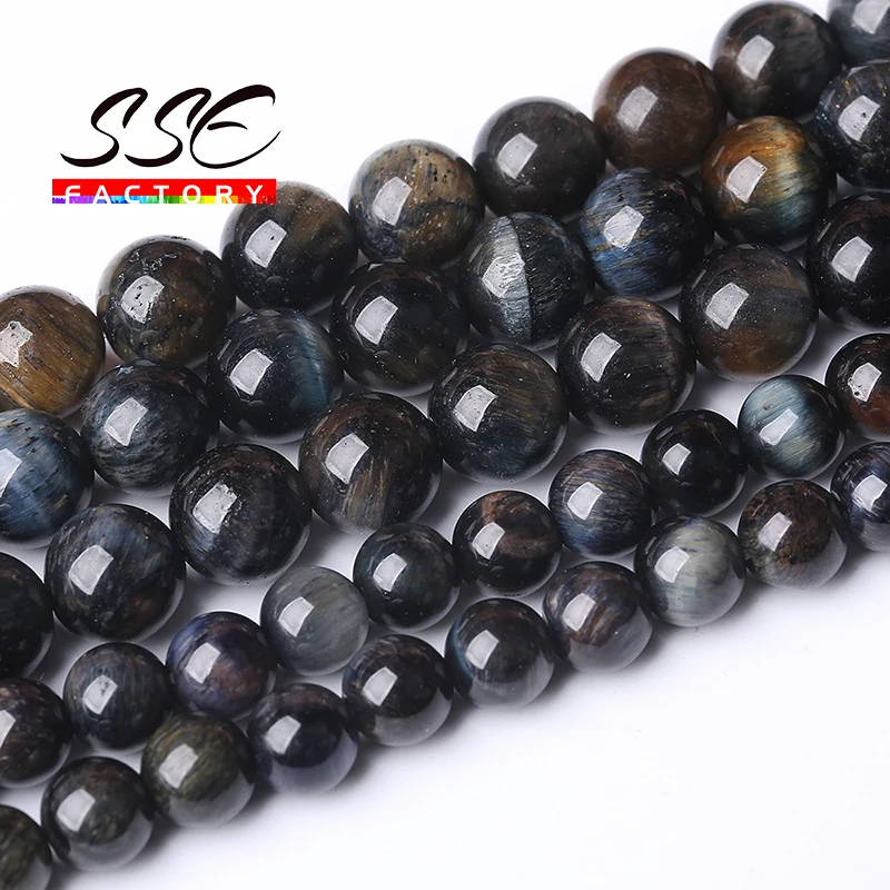 Blue Tiger Eye Stone Beads Natural Stone Round Loose Beads for Jewelry Making 4 6 8 10 12 Mm Gem Beads Diy Bracelet Accessories