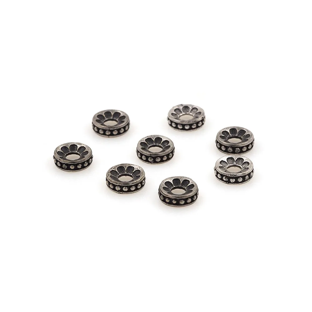 10pcs Antique Flat Round Spacer Beads, Beaded Accessories, DIY Jewelry Bracelet Necklace Production Supplies 7.2x2.2MM