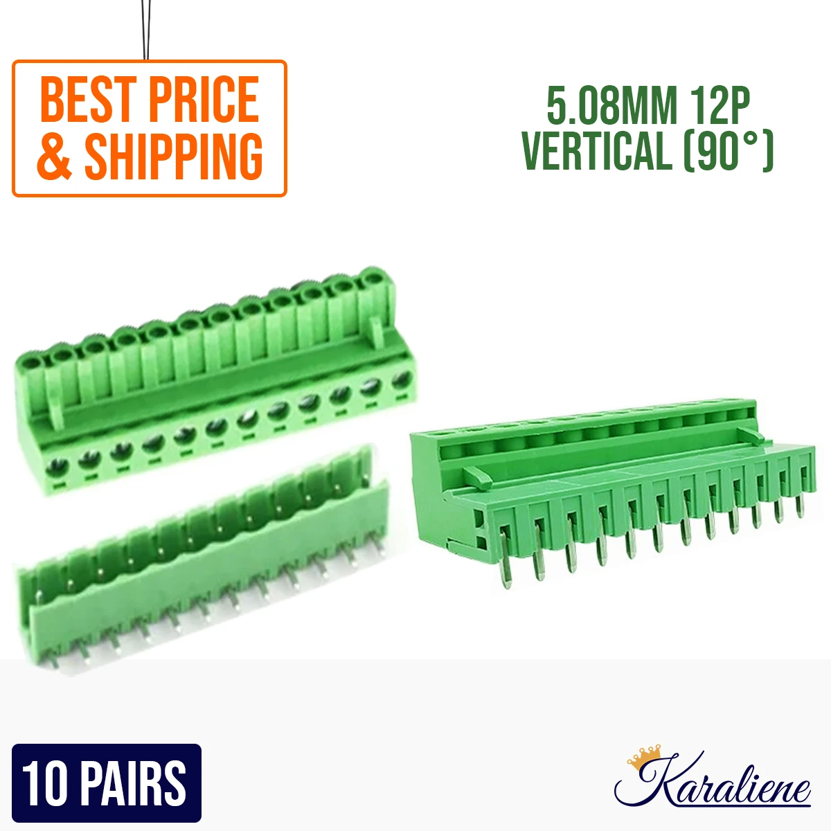 10SETS 2EDG 12 Pin Screw Terminal Block Connector 5.08MM Pitch PLUG + Straight PIN HEADER SOCKET For PCB