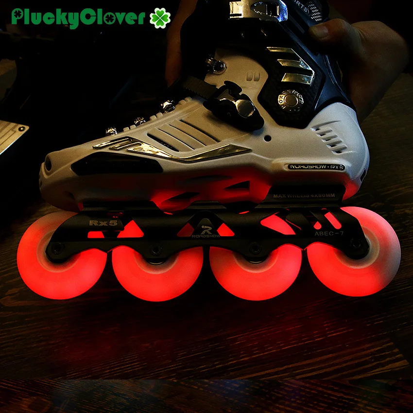 Roda de rolo de flash em linha, 4 unidades, 90a 60mm 64mm 68mm 70mm roda seba skate rolo de luz led pu freestyle slalom patines rodas de pneus