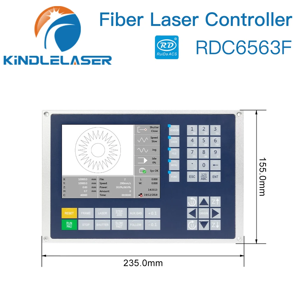 KINDLELASER Original Fiber Laser Controller Ruida RDC6563F Auto-calibration Three Axis Control for 1064nm Fiber Cutting Machine