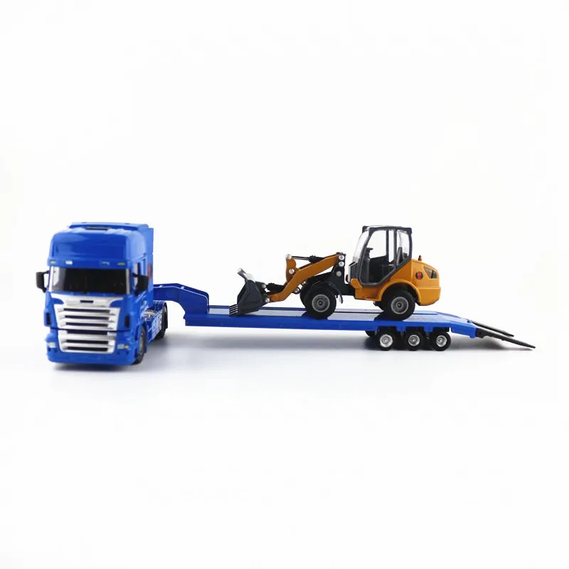 High-quality 1:50 flatbed trailer transport model,flatbed transport excavator toys,exquisite gift packaging