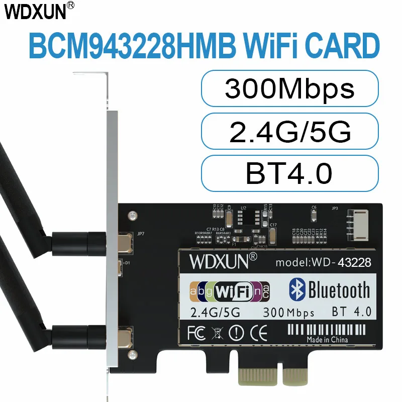 Carte WiFi PCIE pour ordinateur de bureau, BCMpayée ity 3228, BCM43228hmb, 2.4GHz et 5GHz, 802.11abgn bt, Bluetooth 4.0, BCM943228HMB