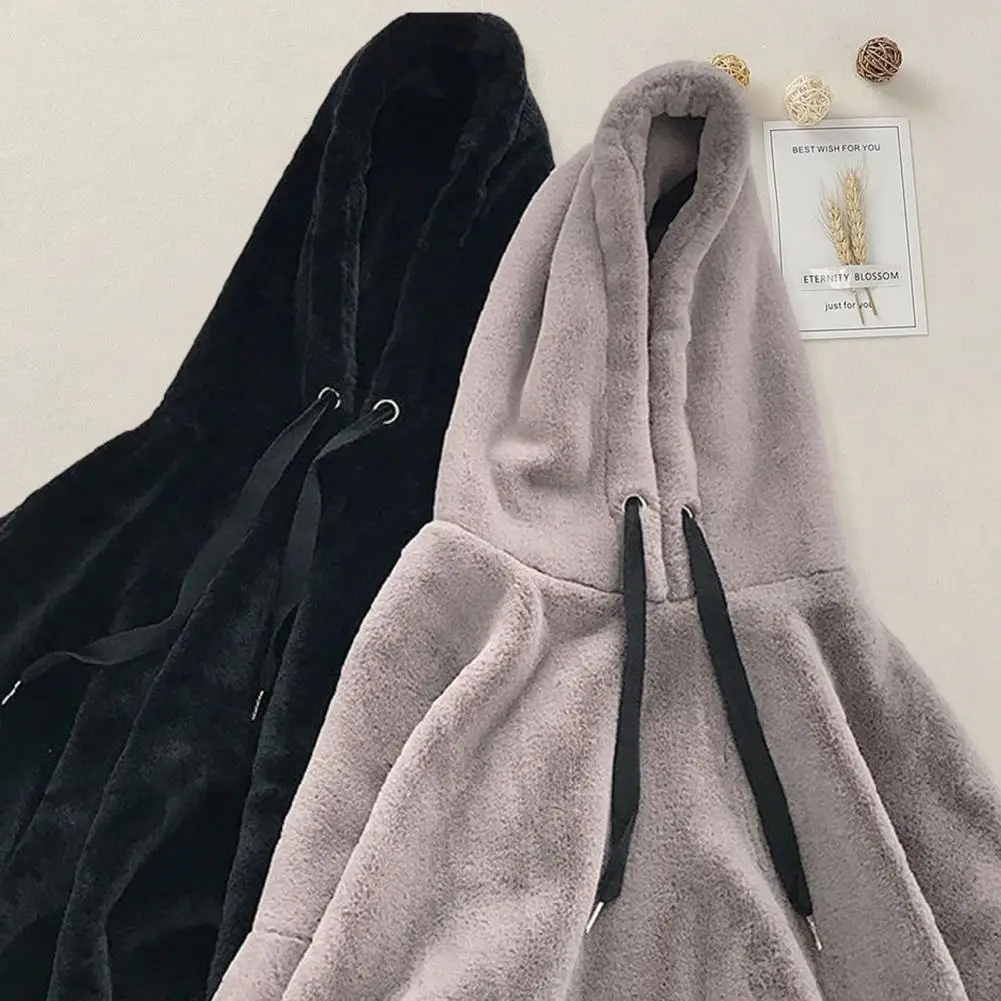 80% HOT SALES！！！Women Autumn Winter Solid Color Hooded Sweatshirt Plush Thick Pullover Hoodie