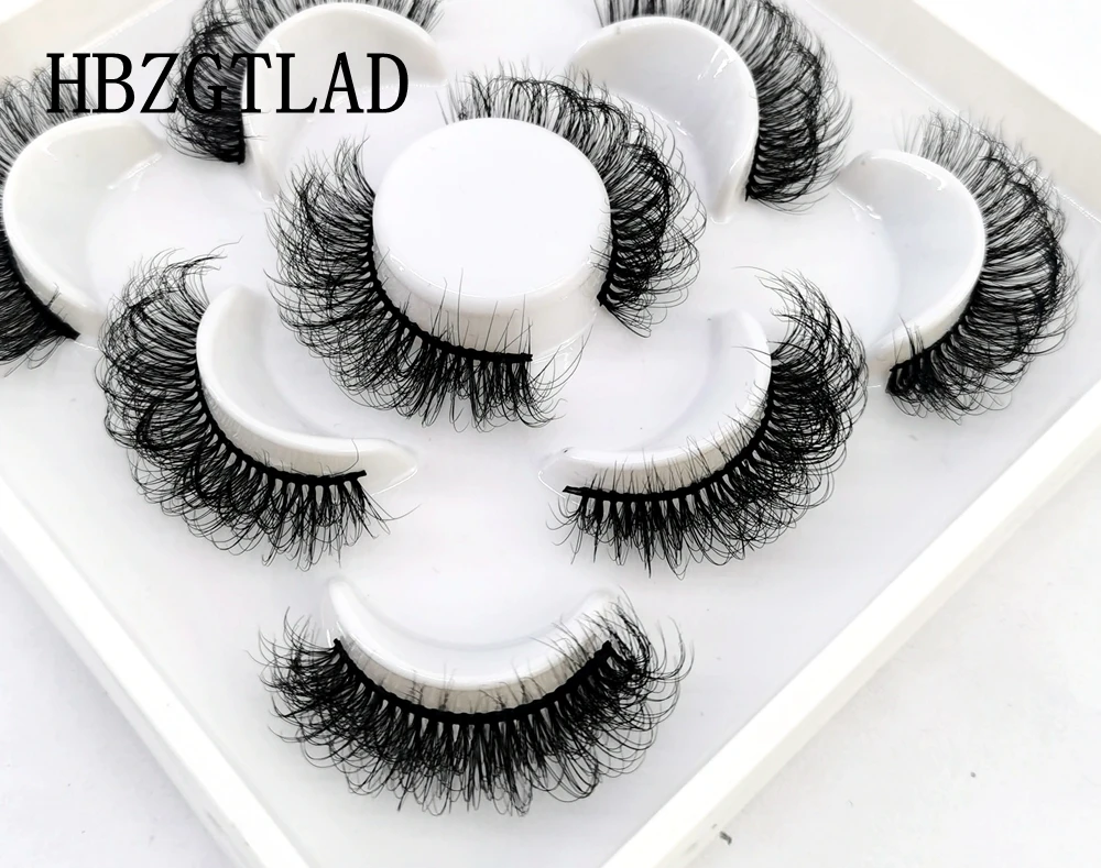 HBZGTLAD-kit de maquillaje de pestañas postizas, 5 pares, 8-25mm, 3D Natural, esponjoso, extensiones de pestañas de visón mezcladas, volumen espectacular, novedad