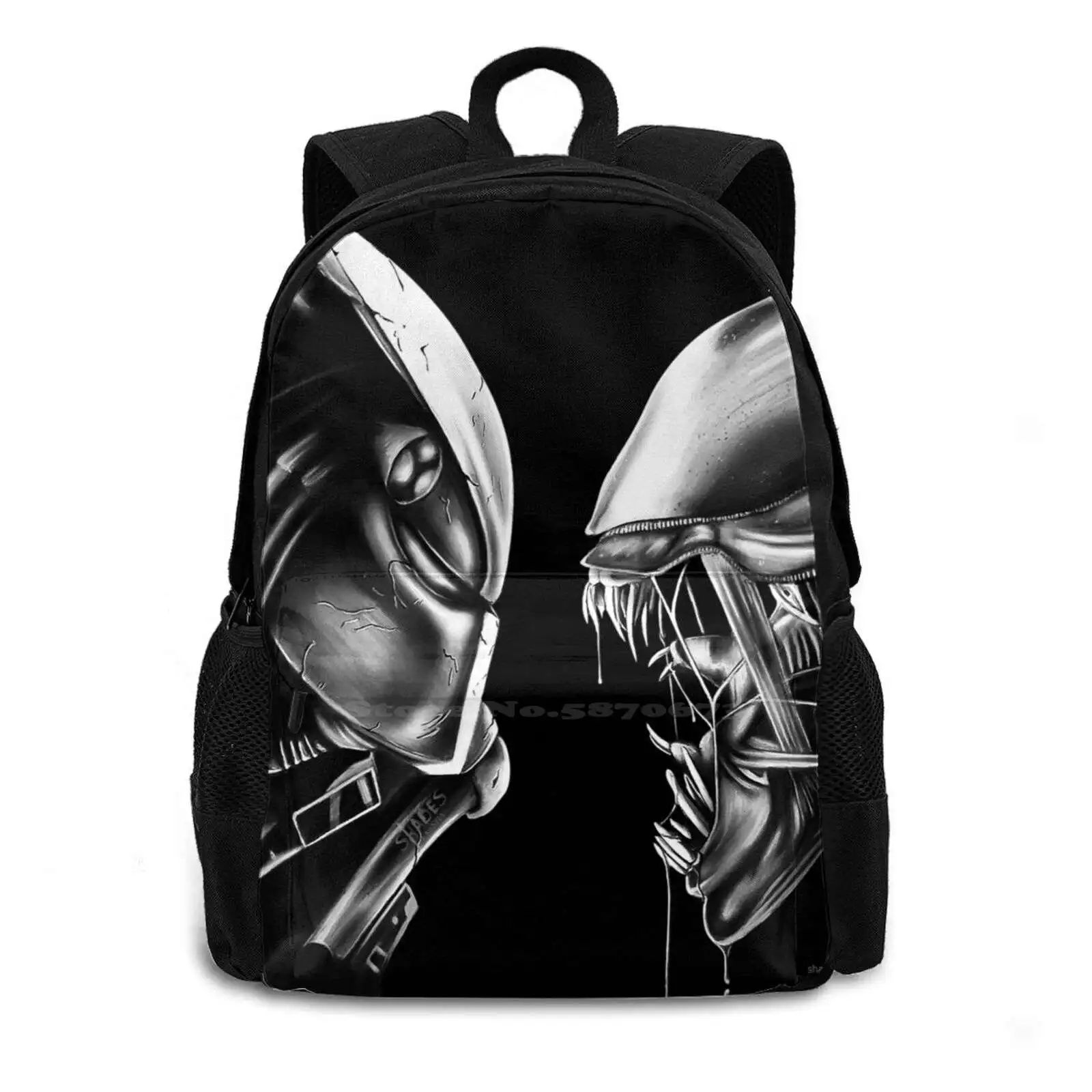 Avp New Arrivals Unisex Bags Student Bag Backpack Alien Horror Black And White Movie 90S