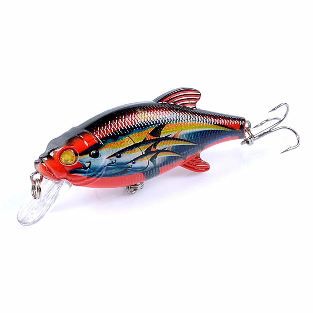 1Pcs 8cm 10.9g Minnow Fishing Lure Floating Wobbler Trolling Rattling 3D Eyes Hard Bait Crankbait Perch Pike Carp Fishing Tackle