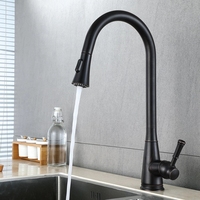 Oil Rubbed Bronze Kitchen Faucet Single Handle High Arc Pull Out Spray Head Kitchen Sink Faucet Lead Free